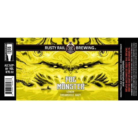 Rusty Rail Fog Monster Lemon Creamsicle Hazy IPA by Rusty Rail Brewing, beer label