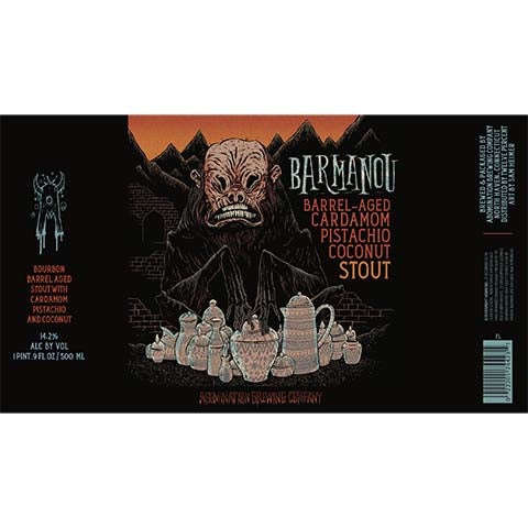 Abomination Barmanou Barrel-Aged Stout by Abomination Brewing Company, beer label
