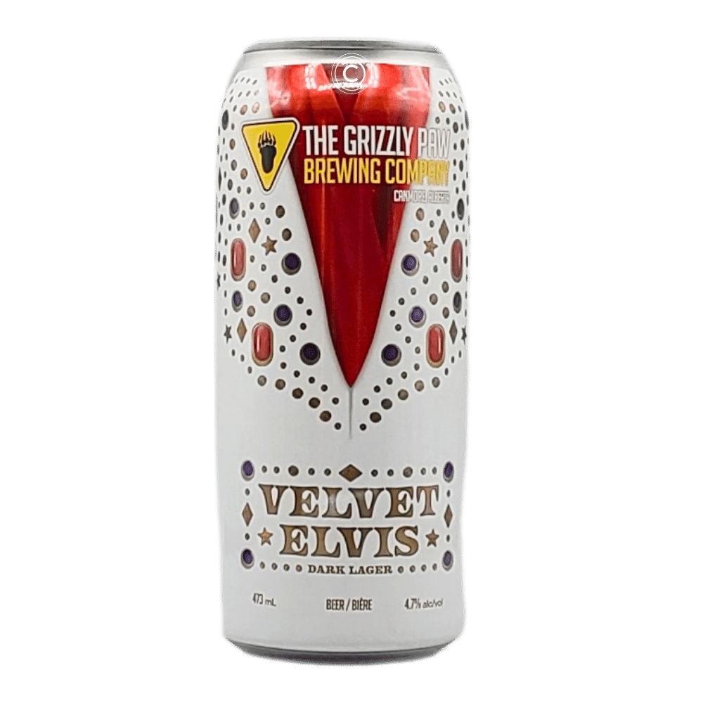 Velvet Elvis Dark Lager by The Grizzly Paw Brewing Company, beer label