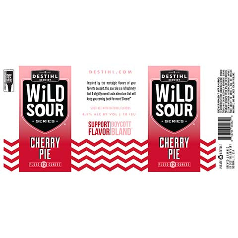 Destihl Wild Sour Cherry Pie Sour Ale by Destihl Brewery, beer label
