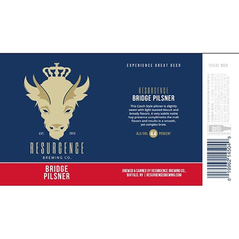 Resurgence Bridge Pilsner by Resurgence Brewing Company, beer label