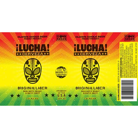Clown Shoes Lucha Cerveza Original Lager by Clown Shoes, beer label