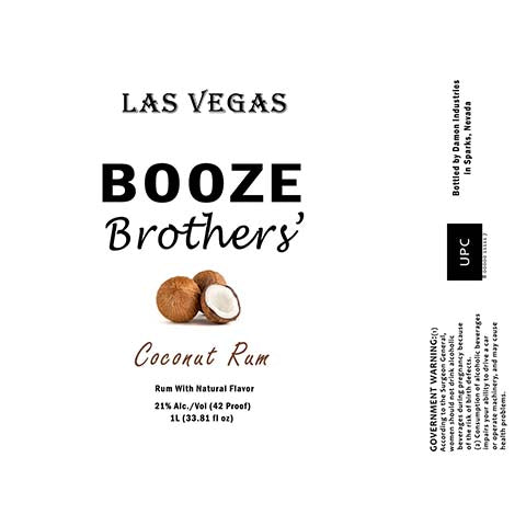 Booze Brothers Coconut Rum by Booze Brothers Brewing Co., beer label