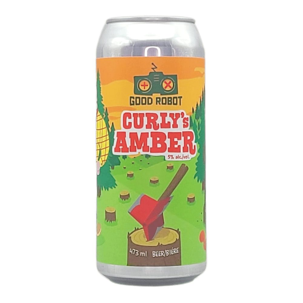 Curly's Amber Ale by Good Robot Brewing Co., beer label