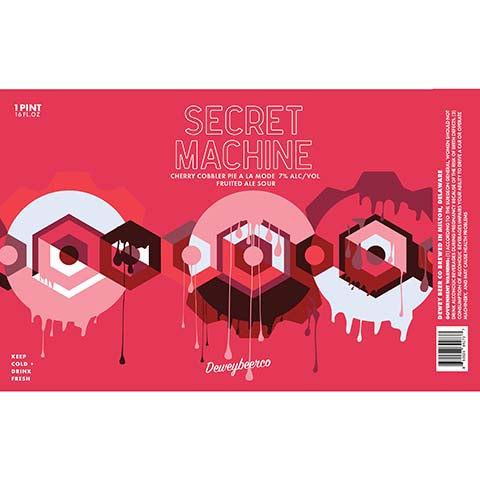 Dewey Beer Secret Machine Cherry Cobbler Pie A La Mode by Dewey Beer Co., beer label