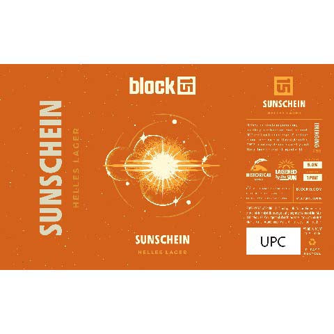 Block 15 Sunchein Helles Lager by Block 15, beer label