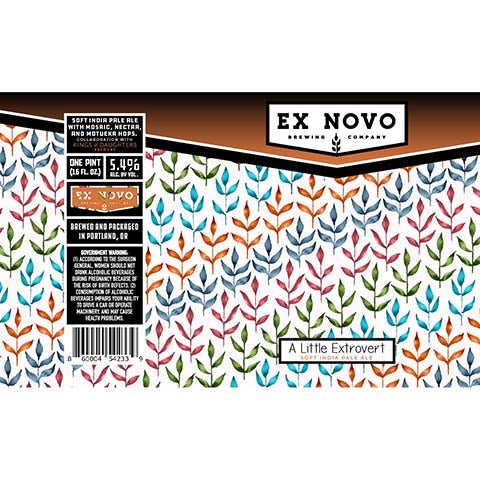 Ex Novo A Little Extrovert Soft IPA by Ex Novo Brewing Co, beer label