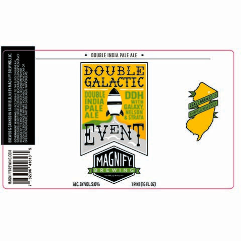 Magnify Double Galactic Event DIPA by Magnify Brewing Company, beer label