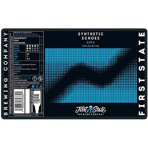 First State Synthetic Echoes DIPA by First State Brewing company, beer label