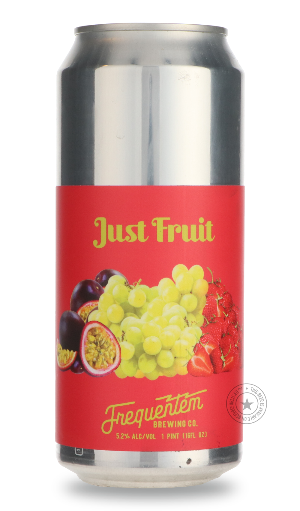 Just Fruit (Strawberry, White Grape, Passion Fruit) by Frequentem Brewing Co., beer label