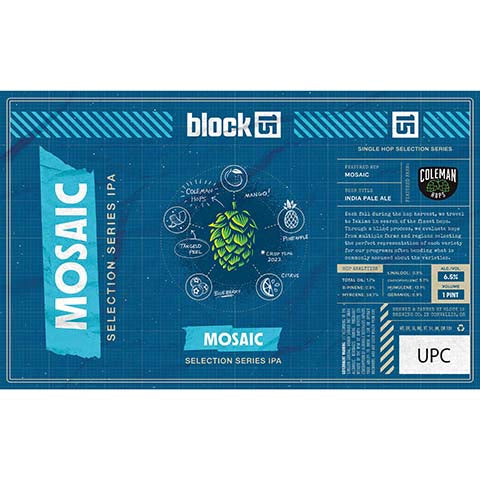 Block 15 Mosaic Selection Series IPA by Block 15, beer label