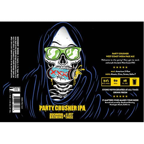 Beachwood Party Crusher IPA by Beachwood Brewing, beer label