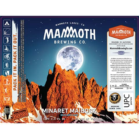 Mammoth Minaret Maibock Helles Bock Lager by Mammoth Brewing Company, beer label