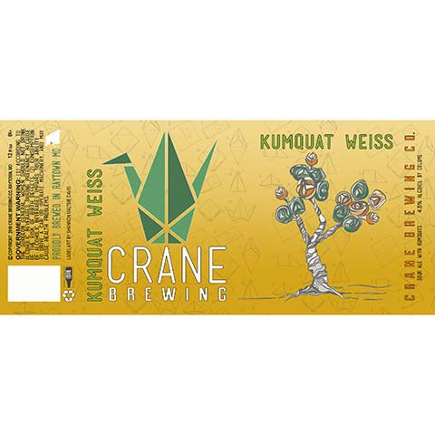 Crane Kumquat Weiss by Crane Brewing Company, beer label