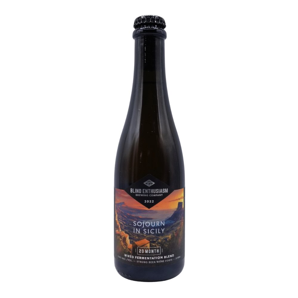 Sojourn in Sicily Mixed Fermentation Blend by Blind Enthusiasm Brewing Company, beer label