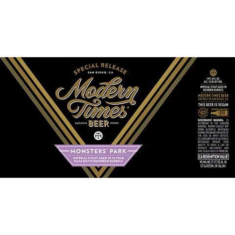 Modern Times Monsters' Park Elias Butte Bourbon Barrel Aged Imperial Stout by Modern Times Beer, beer label