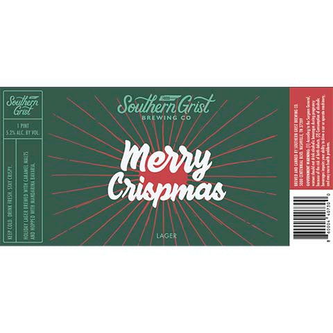 Southern Grist Merry Christmas Lager by Southern Grist Brewing Company, beer label
