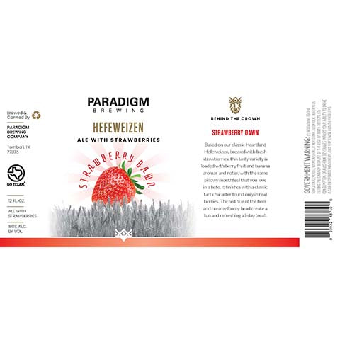 Paradigm Strawberry Dawn Hefeweizen Ale by Paradigm Brewing, beer label