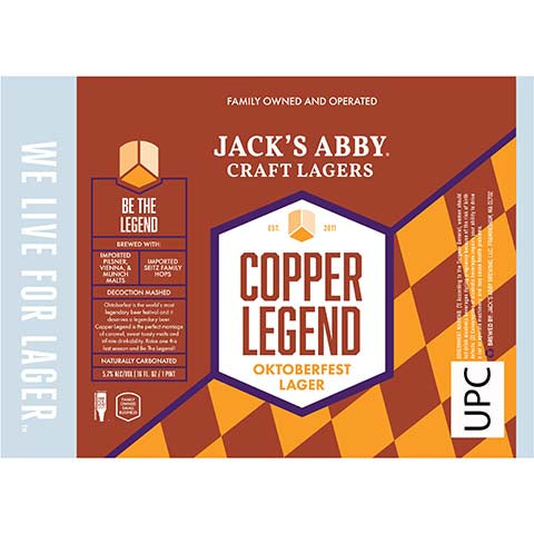 Jack's Abby Copper Legend Oktoberfest Lager by Jack's Abby Brewing LLC, beer label