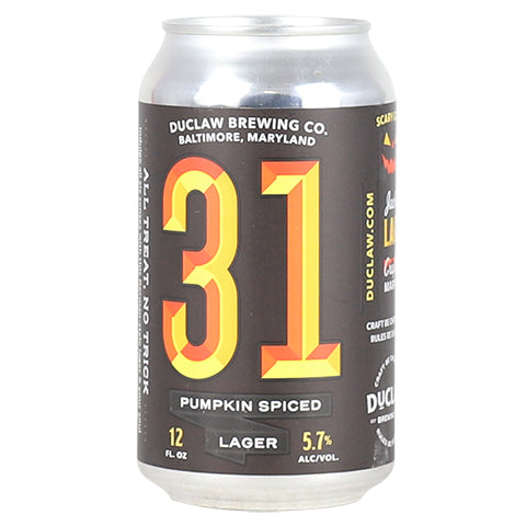 DuClaw 31 Pumpkin Spiced Lager by DuClaw Brewing Company, beer label