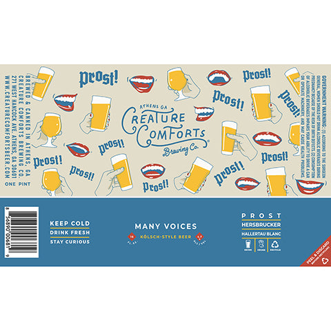 Creature Comforts Many Voices Kolsch by Creature Comforts Brewing Co., beer label