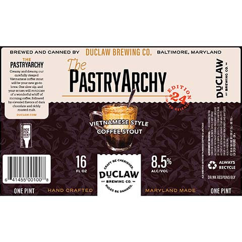 Duclaw The PastryArchy Vietnamese Style Coffee Stout by DuClaw Brewing Company, beer label