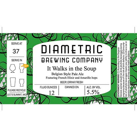 Diametric It Walks in the Soup Pale Ale by Diametric Brewing Company, beer label