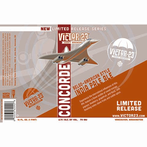 Victor 23 Concorde Belgo-American IPA by Victor 23 Craft Brewery, beer label