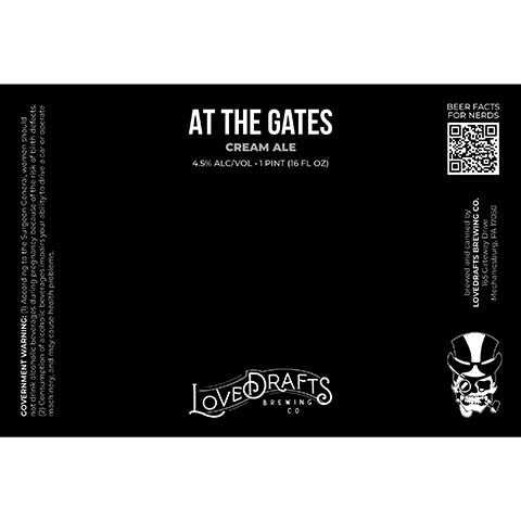 Lovedrafts At The Gates Cream Ale by Lovedrafts Brewing Co., beer label