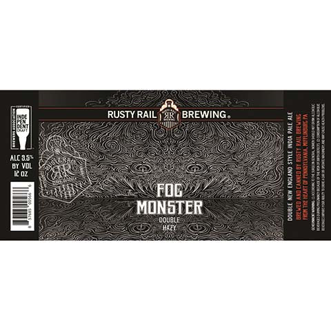 Rusty Rail Fog Monster Double Hazy IPA by Rusty Rail Brewing, beer label