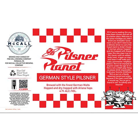 McCall Pilsner Planet by McCall Collective Brewing Company, beer label