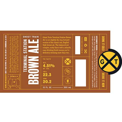 Ghost Train Terminal Station Brown Ale by Ghost Train Brewing Co, beer label
