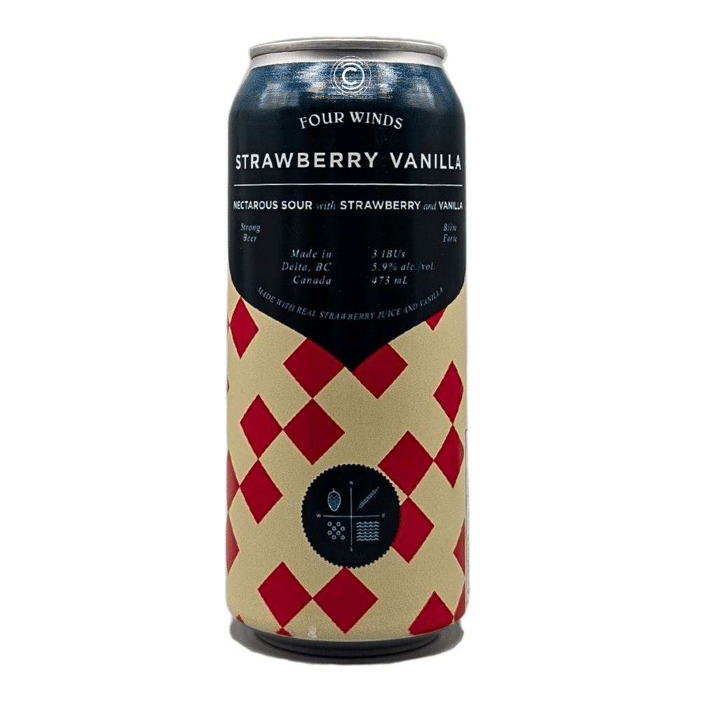Co. Strawberry Vanilla Nectarous Dry Hopped Sour by Four Winds Brewing, beer label