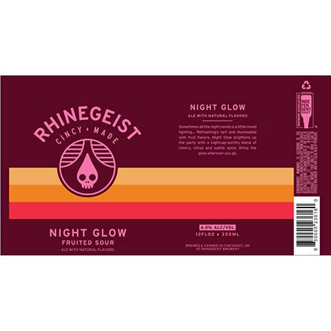 Rhinegeist Night Glow Fruited Sour Ale by Rhinegeist Brewery, beer label
