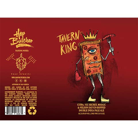 Hop Butcher Tavern King DIPA by Hop Butcher For the World, beer label
