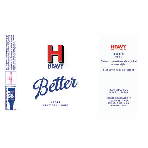 Heavy Beer Better Lager by Heavy Brewing, beer label