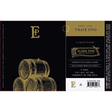 Elder Pine Barrel-Aged Tmave Pivo Dark Lager by Elder Pine Brewing & Blending Co., beer label