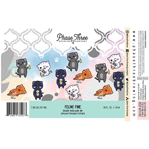 Phase Three Feline Fine DIPA by Phase Three Brewing Company, beer label