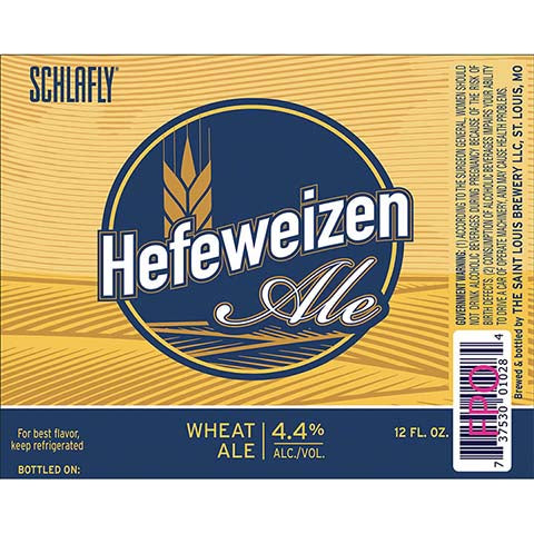 Schlafly Hefeweizen Ale by The Saint Louis Brewery LLC., beer label
