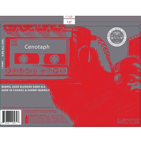 Round Guys Cenotaph Dark Ale by Round Guys Brewing Co, beer label