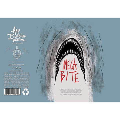 Hop Butcher Mega Bite DIPA by Hop Butcher For the World, beer label