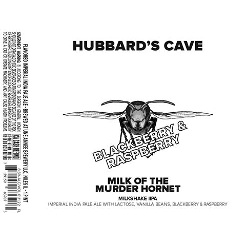 Une Annee Hubbard's Cave Milk of the Murder Hornet IIPA (blackberry & raspberry) by Une Annee Brewery, beer label