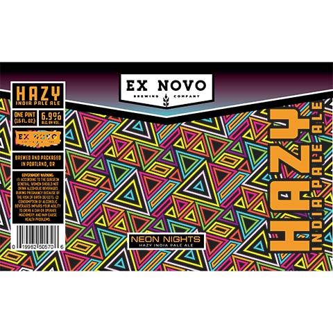 Ex Novo Neon Nights Hazy IPA by Ex Novo Brewing Co, beer label