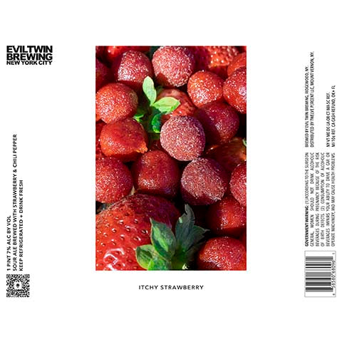 Evil Twin Itchy Strawberry Sour by Evil Twin Brewing, beer label