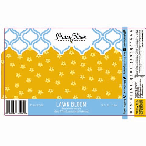 Phase Three Lawn Bloom DIPA by Phase Three Brewing Company, beer label