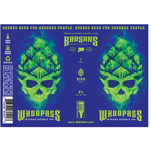 Badsons Street Whoopass Intense DIPA by BADSONS Beer Co, beer label