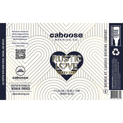 Caboose Rustic Love Hazy IPA by Caboose Brewing Co., beer label