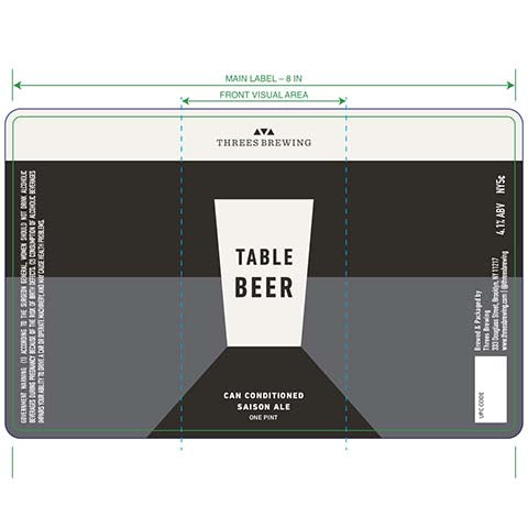 Threes Table Beer by Threes Brewing, beer label