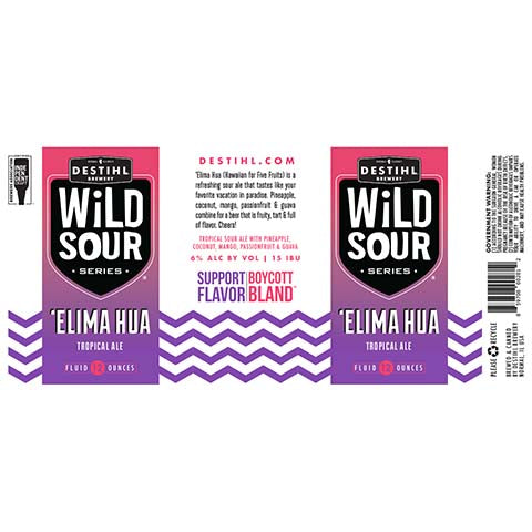 Destihl Wild Sour Series 'Elima Hua by Destihl Brewery, beer label