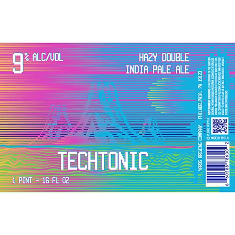 Yards Techtonic Hazy DIPA by Yards Brewing Co, beer label